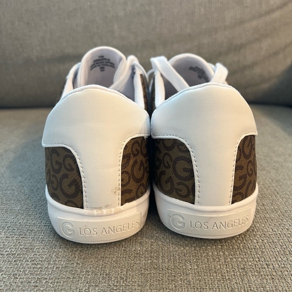 NWOT Guess GBG Los Angeles Marti White & Brown Quilted Lace Up Sneakers Size 11 - Picture 6 of 13
